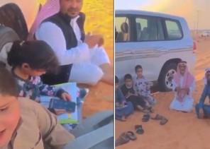 شاهد: تداول فيديو لـ”معلمين وأولياء الأمور والطلاب” في منطقة صحراوية للدخول على “منصة مدرستي”