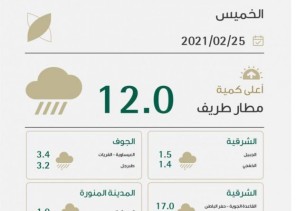 مطار طريف يسجل أعلى نسبة لهطول الأمطار على مستوى المملكة