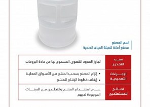 “الغذاء والدواء” تحذر من مياه أمانة حجم (4 جالون) لتجاوزها الحدود القصوى المسموح بها من “البرومات”