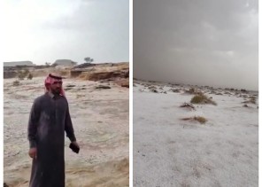 شاهد: هطول الأمطار والبرد  على محافظات مختلفة جنوب  منطقة  حائل .. وفيديوهات لــ” جريان  السيول في الأودية!
