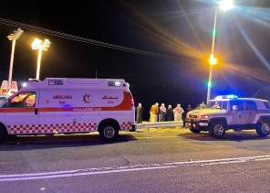 الهلال الأحمر بالباحة : حادث  انقلاب مروع باتجاه نزول بيده بجوار السد