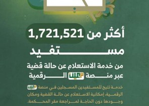 أكثر من مليون مستفيد من خدمة الاستفسار عن حالة قضية في ديوان المظالم