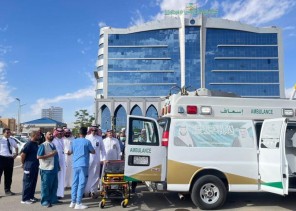 الإسعاف الجوي بالجوف ينفذ تجربة فرضية لنقل مصاب إثر حادث مروري