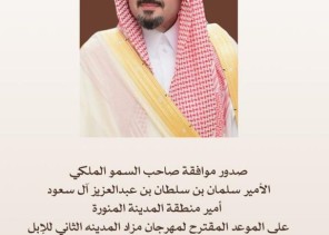 انطلاق مهرجان مزاد الإبل الثاني بالحناكية 10 أكتوبر بموافقة أمير منطقة المدينة المنورة