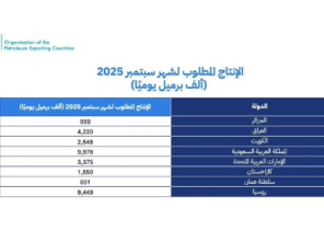 المملكة وسبع دول في أوبك+ تقرر رفع إنتاج النفط بـ547 ألف برميل يوميًا اعتبارًا من سبتمبر 2025