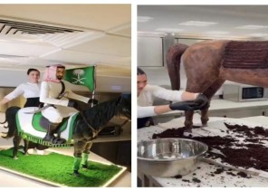 «بالحلوى والشيكولاتة».. صانعة الحلوى اللبنانية زينة عيتاني تُبدع أكبر حصان ملكي احتفالًا باليوم الوطني 95