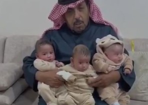 مواطن سعودي يرزق بتوأم ثلاثي (شاهد)