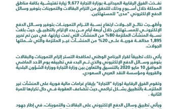 بعد أسبوع من إلزام التموينات بتوفير وسائل الدفع الإلكتروني .. جولات “التجارة” تكشف التزام 80% من المنشآت التي شملتها الجولات