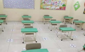 صورة متداولة .. بدء تطبيق التباعد المكاني داخل الفصول الدراسية في مدارسة أهلية
