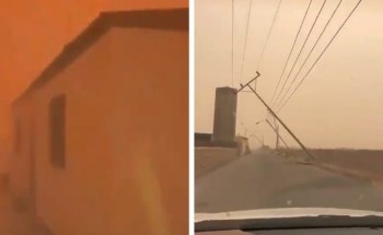 شاهد: عاصفة ترابية تضرب جبة في حائل وتطيح بالأعمدة الكهربائية من مكانها