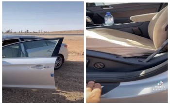 وصل إلى أعلى مقعد القيادة .. شاهد: سيخ حديدي يقتحم سيارة مواطن وكاد أن يصيبه على طريق حائل