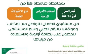 “ضمان صامطة” يدعو مستفيديه بالحد الجنوبي إلى التقديم على بطاقة أولوية