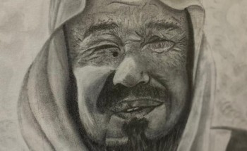‘الملك عبدالعزيز ‘ رحمه الله لوحة فنية للفنان التشكيلي عيسى قبيسي أحد أبناء مركز مسلية