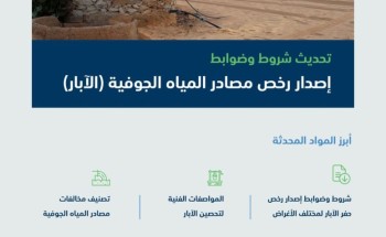 “البيئة” تحدث شروط وضوابط إصدار رخص مصادر المياه الجوفية (الآبار) وتصنيف مخالفاتها