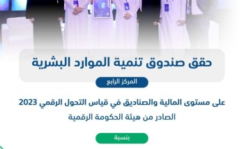 صندوق تنمية الموارد البشرية يحقق المركز الرابع في قياس التحول الرقمي على مستوى المالية والصناديق