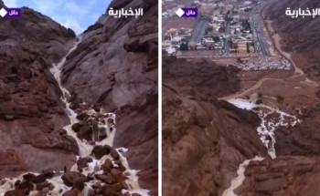 شاهد.. هطول أمطار غزيرة على حائل يُشكّل شلالات طبيعية ويجذب الأنظار