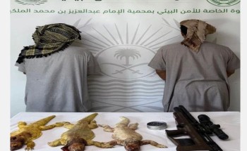 كان بحوزتهما 164 ذخيرة هوائية و 3 ضبان .. القبض على مواطنين خالفا نظام البيئة بالصيد في محمية الإمام عبدالعزيز بن محمد