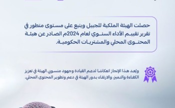 “الهيئة الملكية للجبيل وينبع” تُحقق تصنيفاً متطوراً في تقييم الأداء لعام 2024