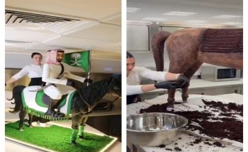 «بالحلوى والشيكولاتة».. صانعة الحلوى اللبنانية زينة عيتاني تُبدع أكبر حصان ملكي احتفالًا باليوم الوطني 95