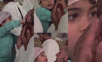 براءة طفلة ودموع أب.. فيديو من أمام الكعبة يتصدر المشاهدات على منصة إكس (شاهد)