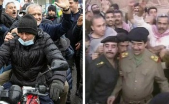 على خطى صدام حسين.. مراقبون يعلقون على ظهور قادة إيران في الشوارع