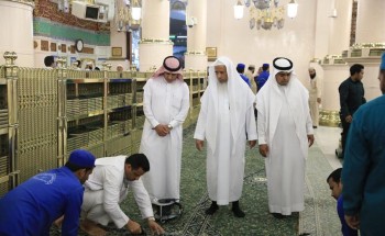 بالصور.. تغيير فرش المسجد النبوي كاملا بسجاد وطني جديد استعدادا لشهر رمضان