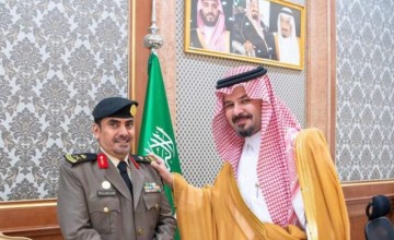 أمير المدينة المنورة يقلد العميد “أديهم بن مطني الرشيدي” رتبته الجديدة