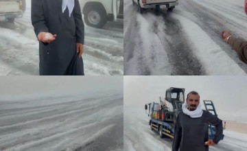 ثلوج وبَرَد بين تربة والخرمة تثير دهشة الأهالي.. وسوداني: أراها لأول مرة في حياتي ( شاهد)