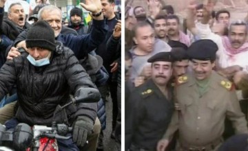 على خطى صدام حسين.. مراقبون يعلقون على ظهور قادة إيران في الشوارع