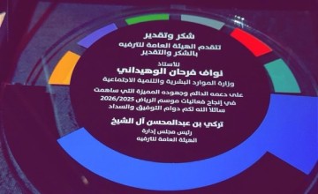 الهيئة العامة للترفيه تكرّم نواف فرحان بن خزيم لدوره في إنجاح موسم الرياض
