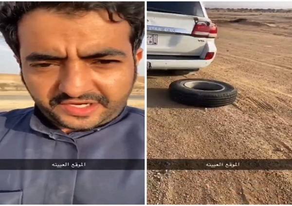 بالفيديو: مواطن يتعرض لحادث بسيارته على طريق العيينه .. والسبب صادم!