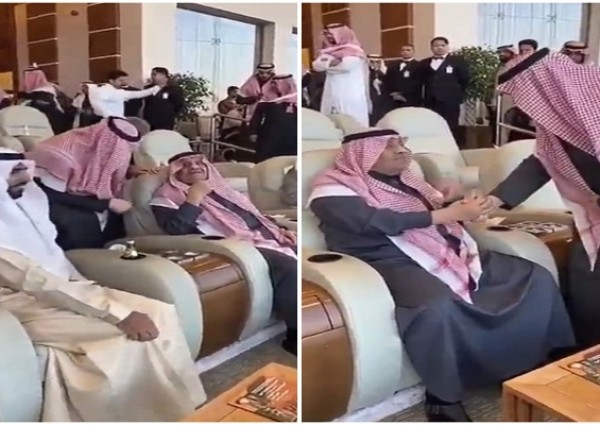 بالفيديو: الأمير خالد بن سلطان يمازح نجله أمير الحدود الشمالية : “جبت البرد معك” .. شاهد: ردة فعل الأخير!