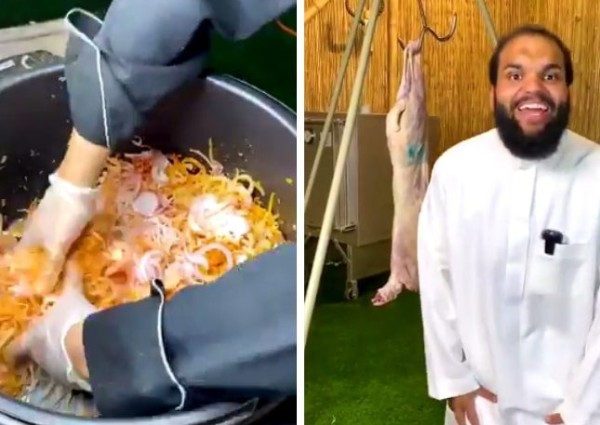 أغرب مفطح يمكن أن تراه عيناك.. شاهد: شاب يطبخ “ذبيحة” بالعسل في قدر ضغط