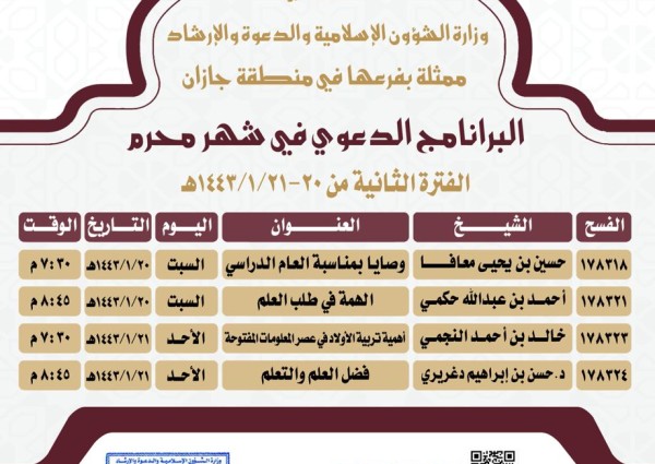 برنامج دعوي في شهر محرم بإسلامية جازان