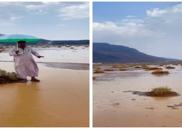 مواطن يوثق فيديو لـ”هطول الأمطار” على مرتفعات الشبحة بالعيص