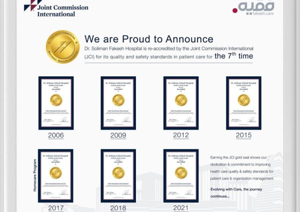 للمرة السادسة على التوالي.. اللجنة الدولية (JCI) تعتمد مستشفى الدكتور سليمان فقيه ومجموعة فقيه الطبية