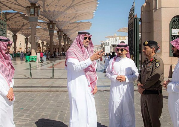 سمو أمير منطقة المدينة المنورة يطلع على استعدادات مختلف الجهات المعنية بخدمة الزائرين للمسجد النبوي الشريف