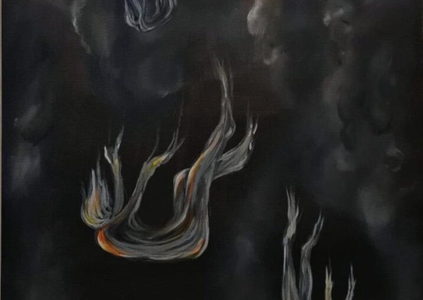 (فوهة الجحيم) لوحة فنية جميلة للفنانة التشكيلية رجاء أحمد عتين