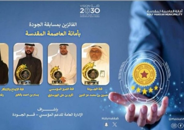 أمانة العاصمة المقدسة تُعلن عن أسماء الفائزين بمسابقة الجودة