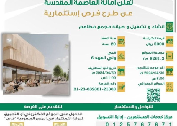 أمانة العاصمة المقدسة تطرح فرص استثمارية جديدة