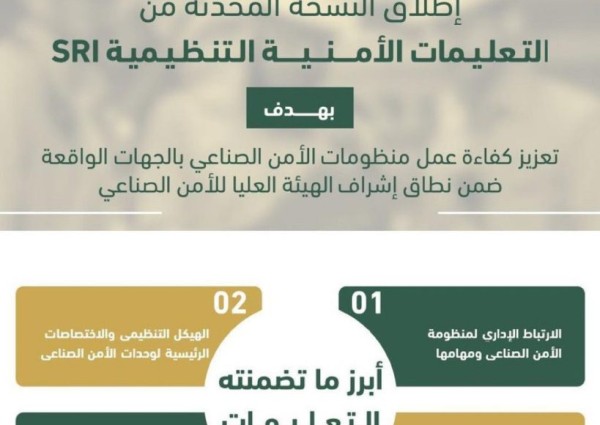 الهيئة العليا للأمن الصناعي تطلق النسخة المحدثة من التعليمات الأمنية التنظيمية SRI