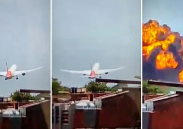 شاهد: لحظة تحطم طائرة هندية ومصرع جميع ركابها الـ242 بعد لحظات من إقلاعها من مطار أحمد آباد