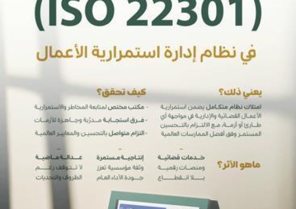 ديوان المظالم يحصد للمرة الثانية شهادة الآيزو لإدارة استمرارية الأعمال