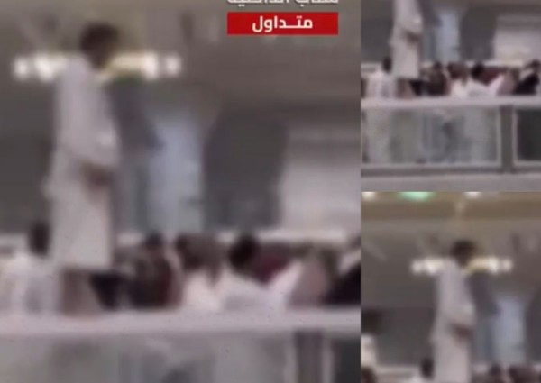 مشهد أثار الجدل بالحرم.. معتمر يصلي فوق حاجز زجاجي والأمن يتدخل سريعا (شاهد)