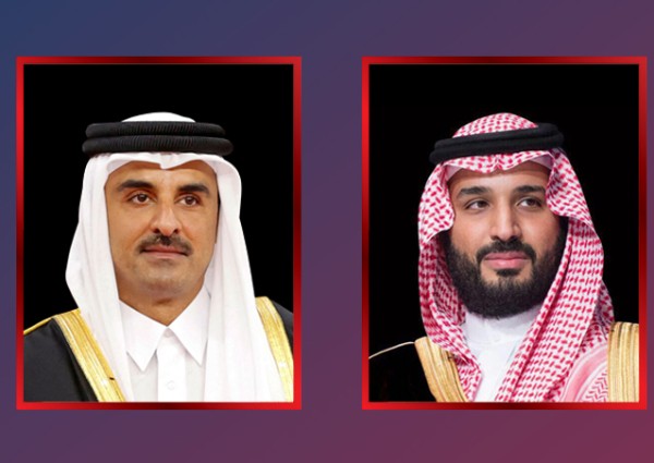 سمو ولي العهد يتلقى اتصالًا من أمير قطر لبحث العلاقات الثنائية والملفات الإقليمية