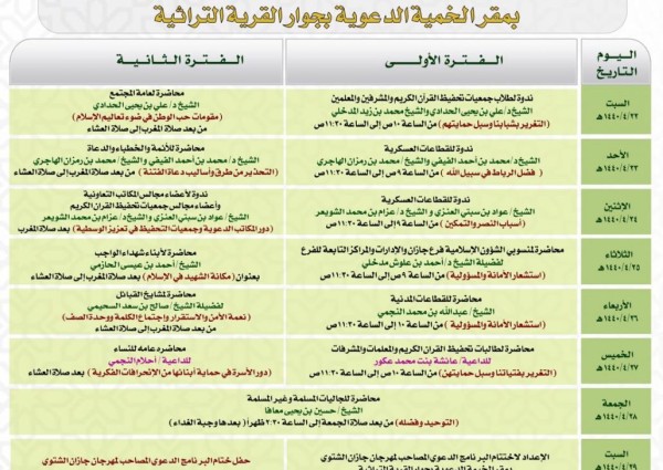 الشؤون الإسلامية تواصل تنفيذ سلسلة من البرامج الدعوية المصاحبة لمهرجان جازان الشتوي