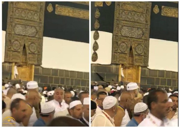 شاهد.. رجال الأمن بالمسجد الحرام يتعاملون مع رجل صعد إلى باب الكعبة المشرفة