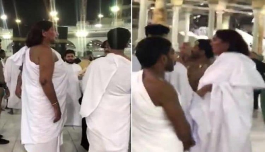 موقف غريب امرأة ترتدي إحرام الرجال داخل المسجد الحرام