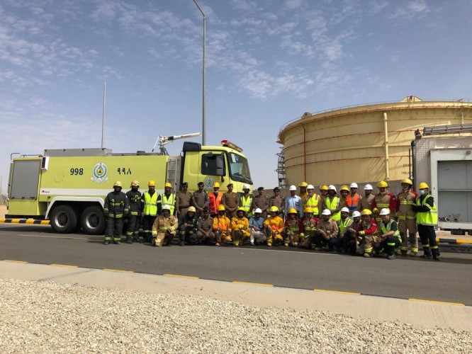 مدني عنيزة ينفذ فرضية حادث حريق بمحطة توليد كهرباء