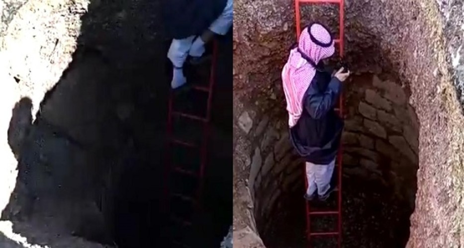 عقب هبوط أرضي .. بالفيديو: العثور على بئر قديم مقابل لـ”مسجد القبلتين” بـ”المدينة”